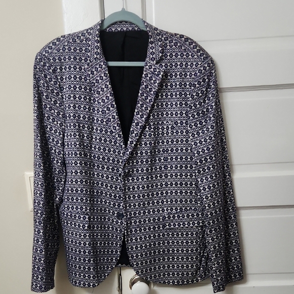 Topman Other - Topman Geometric Blazer - Blue and White